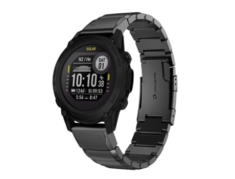 Correa de reloj inteligente para Garmin Descent G1 de 22 mm de acero inoxidable con carey (negro)