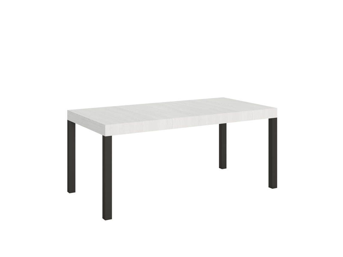 Mesa Extensible de Uso Diario 200/460x90 Cm, Patas en Madera de Fresno Blanco y Antracita Itamoby