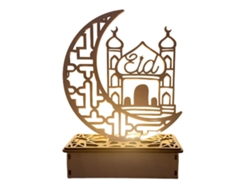 Lámpara LED de madera para decoración de Eid al-Fitr, luz nocturna portátil, adorno de mesa ideal.
