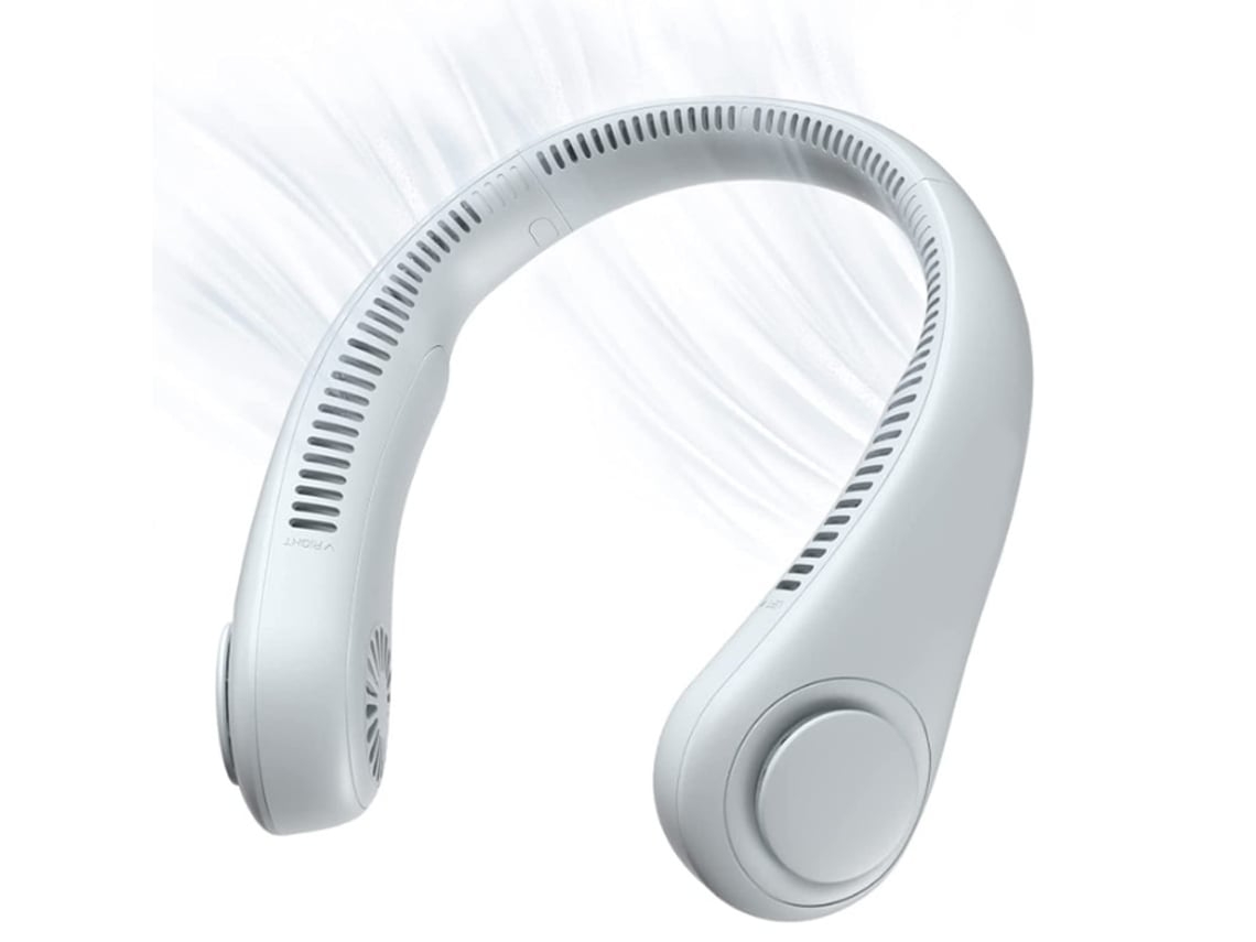 Ventilador de cuello portátil, sin aspas, manos libres, ventilador personal de mano, batería de 4000 mAh, color gris USHION