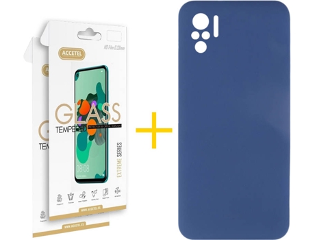 Kit Funda + 2 Protectores de Pantalla Xiaomi Redmi Note 10 4G / 10S ACCETEL Liso 15 Azul