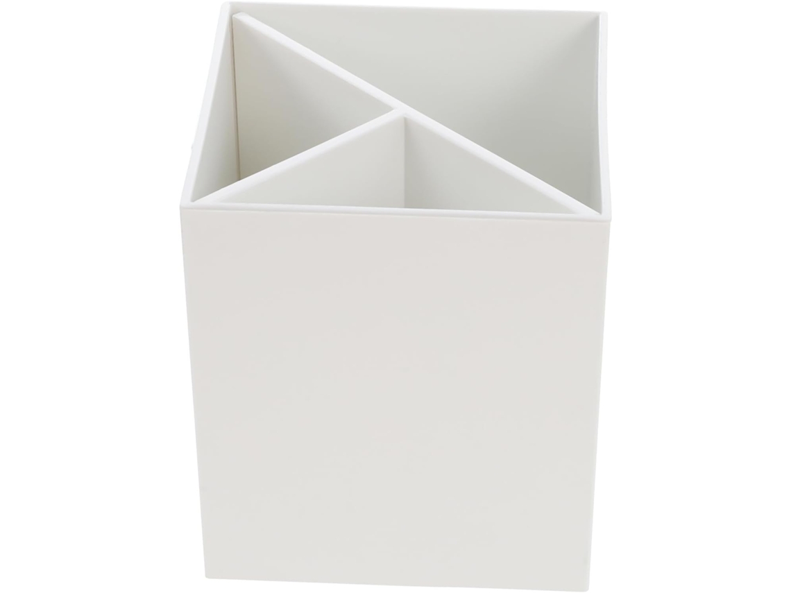 Portalápices Geométrico De Plástico Blanco, Portalápices Portátil Con Múltiples Compartimentos.