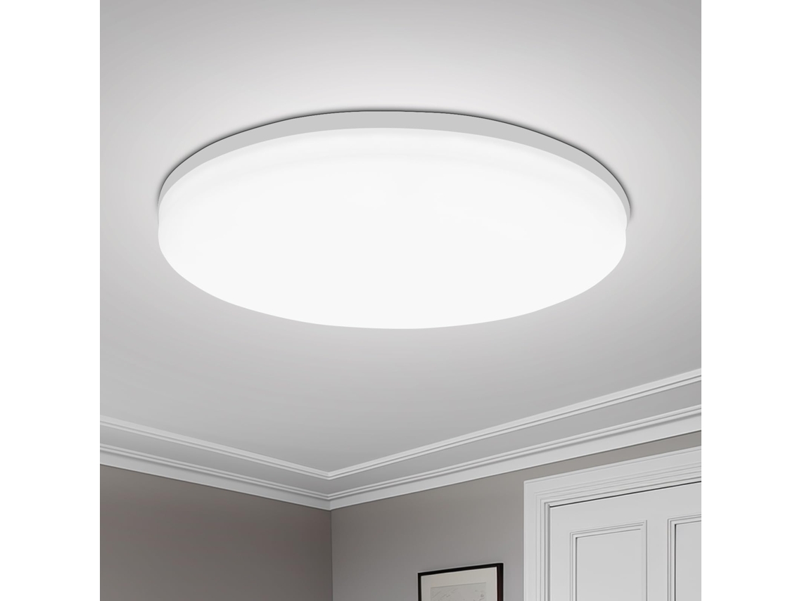 Lámpara de techo LED redonda moderna con fuente de alimentación de CA MDUG (blanco frío, 30 cm, 48 W)