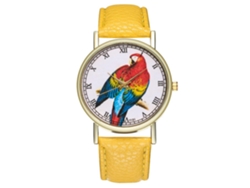 Reloj De Pulsera Unisex Zhoulianfa De Piel Sintética Amarilla Con Movimiento De Cuarzo.