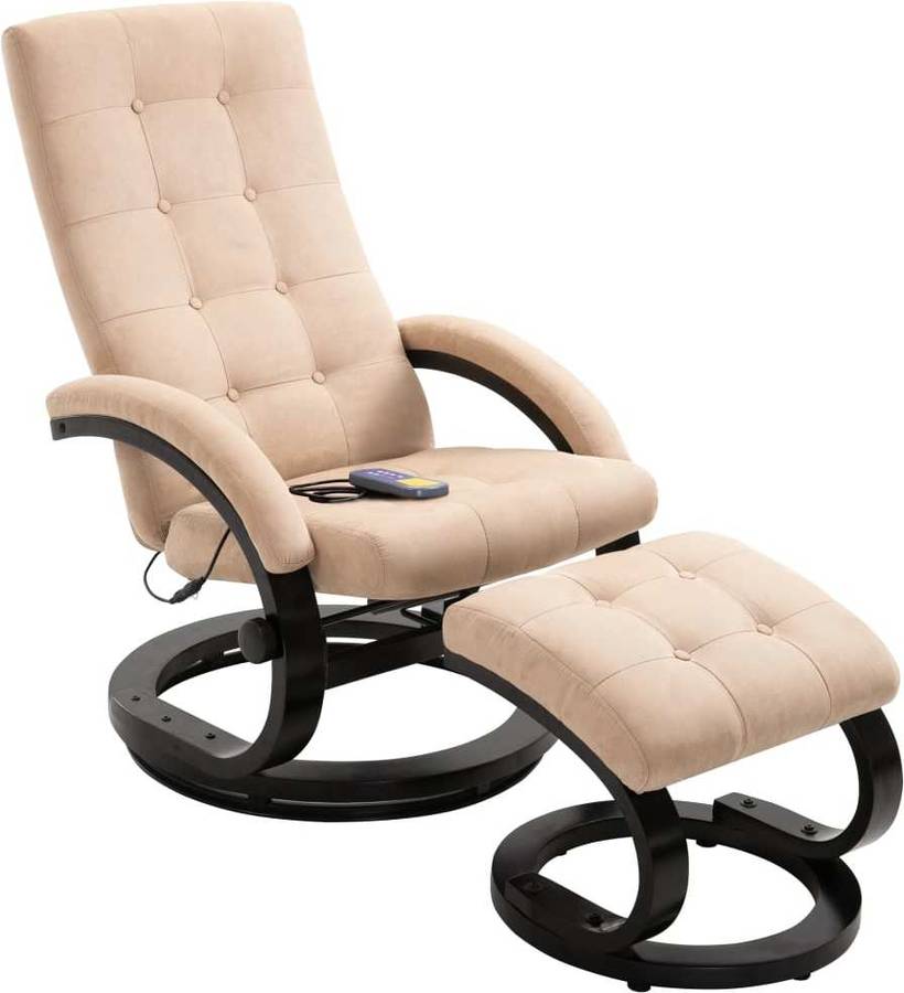 De Masajes Vidaxl reclinable apoyo pies gamuza beige y tela tacto ante crema con tapizado color asiento ajustable hogar