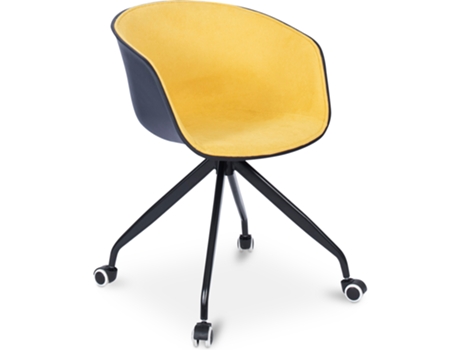 Silla de Oficina Tapizada con Brazos Silla de Escritorio con Ruedas Blanco y Negro Jodie 52x57x81cm PRIVATEFLOOR