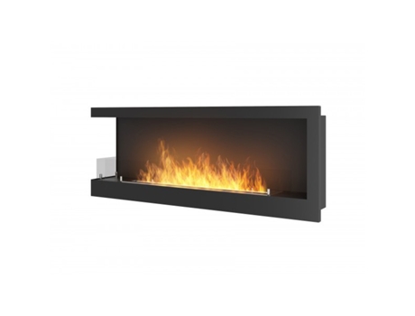 Biochimenea de esquina con cristal protector Chimenea de bioetanol empotrada negro mate Apertura izquierda CORN 120 OUTINFIRE