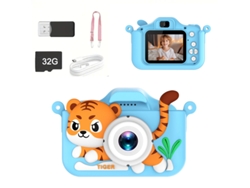 Cámara infantil Gertiz Mini Tiger 1080p HD con doble cámara, pantalla IPS de 2,0 pulgadas, 32 g, color azul