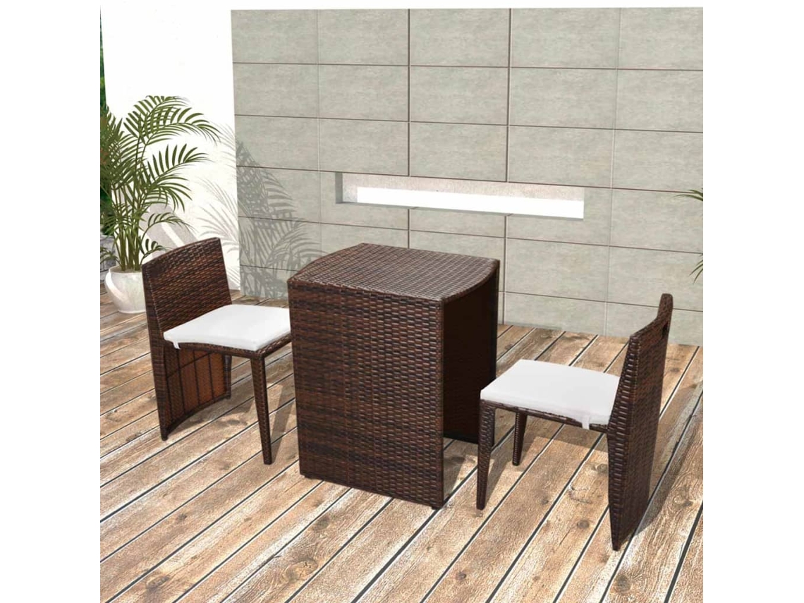 Pcs Conjunto Bistro Com Almofadas Vime Pe Castanho Dkd Home Decor
