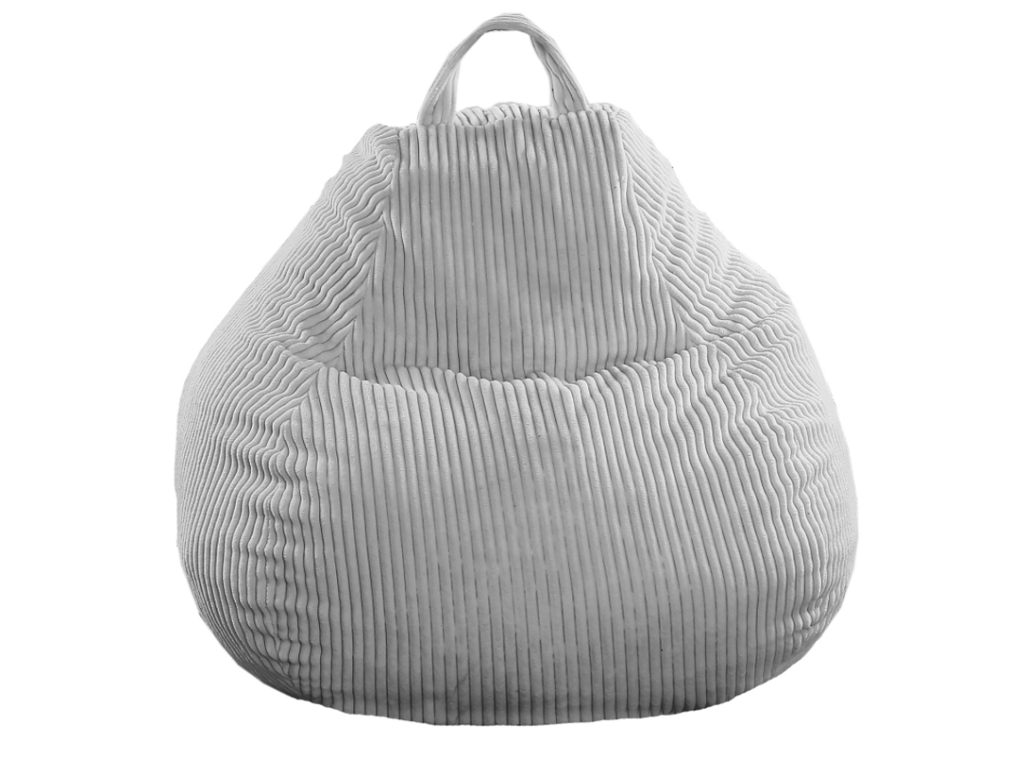 Puf Pera De Pana Desenfundable Gris Claro 105 X 85 Cm
