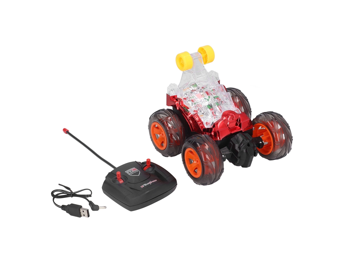 Coche Acrobático Teledirigido Recargable Con Rotación De 360° Y Luces Rojas.
