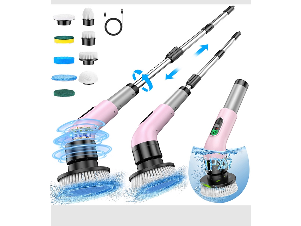 Cepillo De Limpieza Eléctrico 9 En 1, 9 Cabezales Extraíbles, Para El Hogar, Baño, Suelos Y Azulejos (rosa) Czhhmart