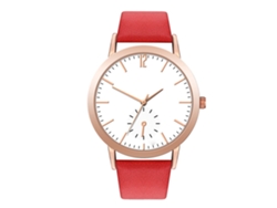 Reloj De Pulsera De Cuarzo Para Parejas (hombre Y Mujer) Con Correa De Pu De Estilo Moderno (rojo)