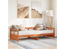 Sofá Cama Con Colchón Madera Maciza Pino Marrón Cera 90x200 Cm