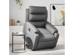 Sillón reclinable elevable eléctrico de cuero sintético gris