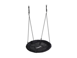 Relaxdays Columpio Nido Redondo, Cojín Asas, Para Niños, Ajustable, Exterior, Ø: 100 Cm, 100 Kg, Negro