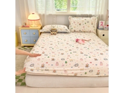 Funda De Colchón, Sábana Bajera Ajustable Estampada De Algodón Puro, Apta Para Habitación Infantil, Diseño De Animales, 200x220cm. Panoona