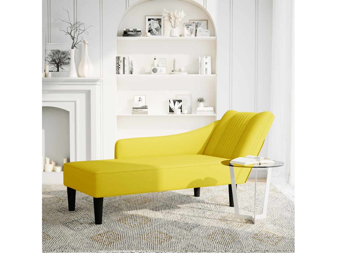 Chaise longue con reposabrazos derecho, terciopelo amarillo, Wsd992997 Lovely Home