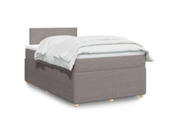 Cama Box Spring Con Colchón Tela Gris Taupe 120x200 Cm