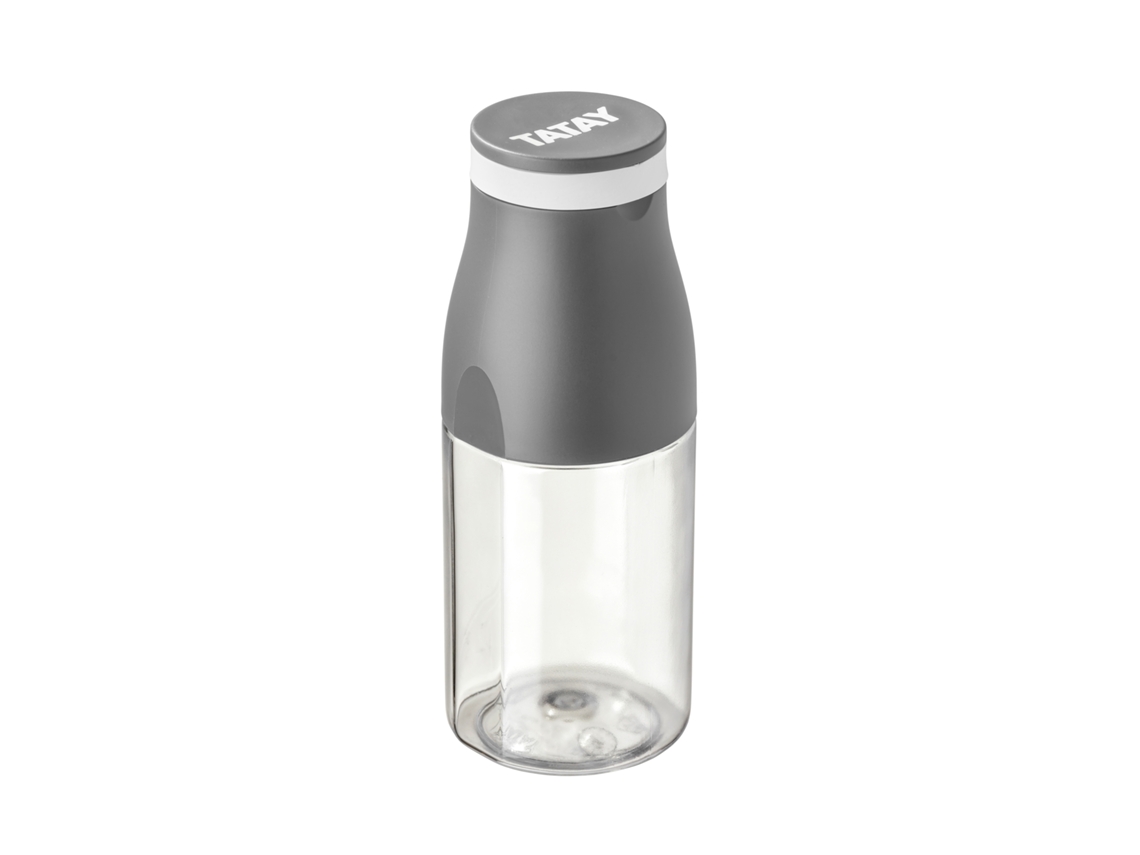 Botella De Agua Tatay Urban Drink 400 Ml Con Tapa Vaso Y Banda Elástica Gris