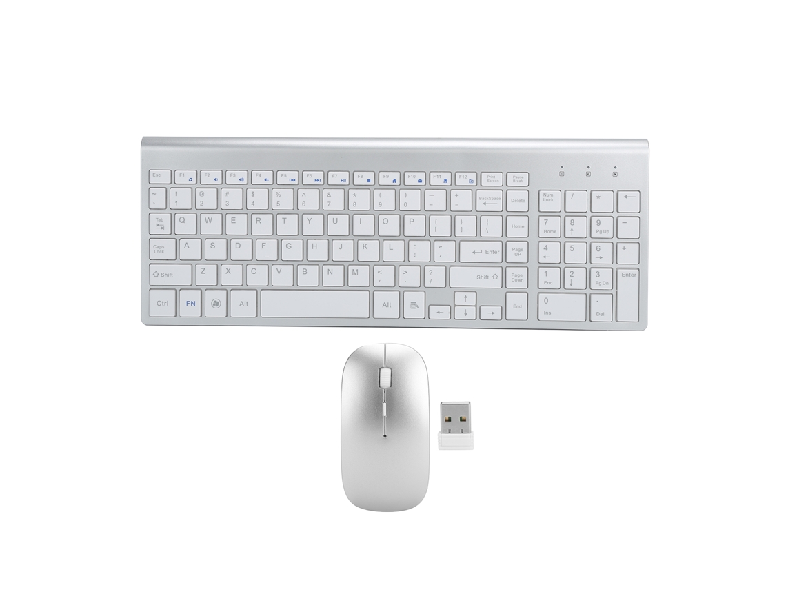 Combo De Teclado Y Ratón Inalámbricos De 2,4 Ghz Para Ordenador Portátil O De Sobremesa, Con Diseño Silencioso Y Teclas Multimedia.