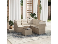 Conjunto de 6 sofás de jardín con cojines de mimbre beige Dkd Home Decor