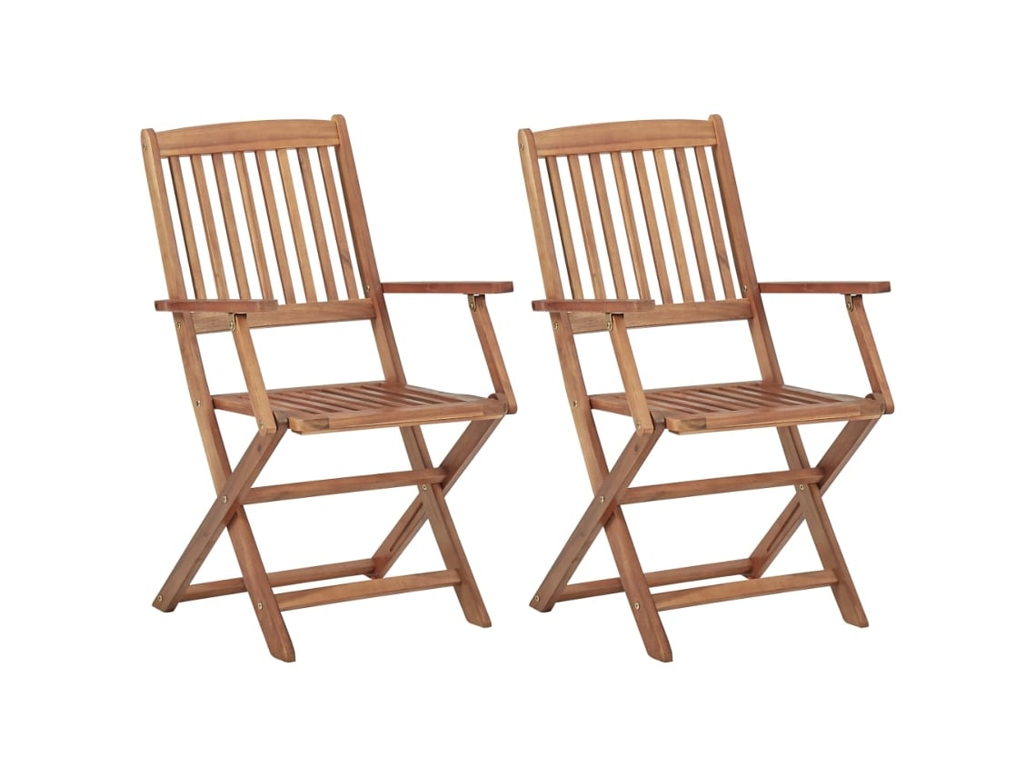 Juego de 2 sillas de jardín plegables con cojines de acacia maciza MAISON EXCLUSIVE (2 uds.)