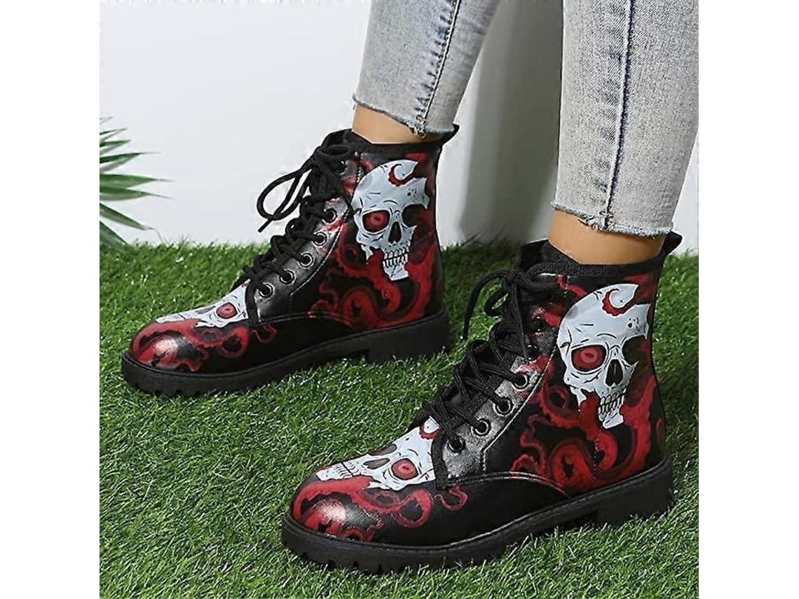 2026altiro-botas De Invierno Punk Para Mujer Con Cordones Y Plataforma Para Navidad Y Halloween Eur36 Patrón3
