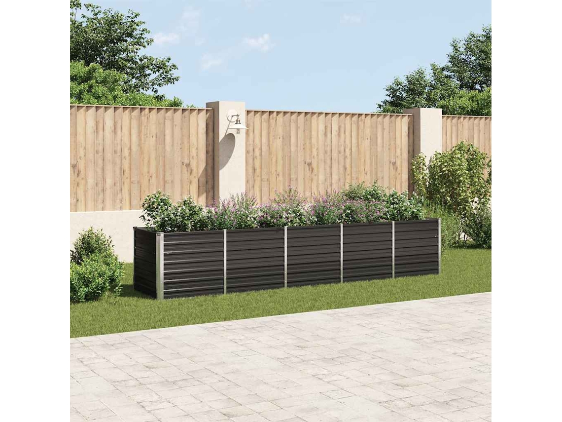 Cama de jardín elevada | Jarrón de jardín | Jardinera 400x80x77cm Acero Galvanizado Antracita Wsd414378 Lovely Home