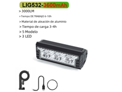 Luz delantera para bicicleta, resistente al agua, para ciclismo de montaña y carretera, con carga USB. Mdug (3600 mAh)