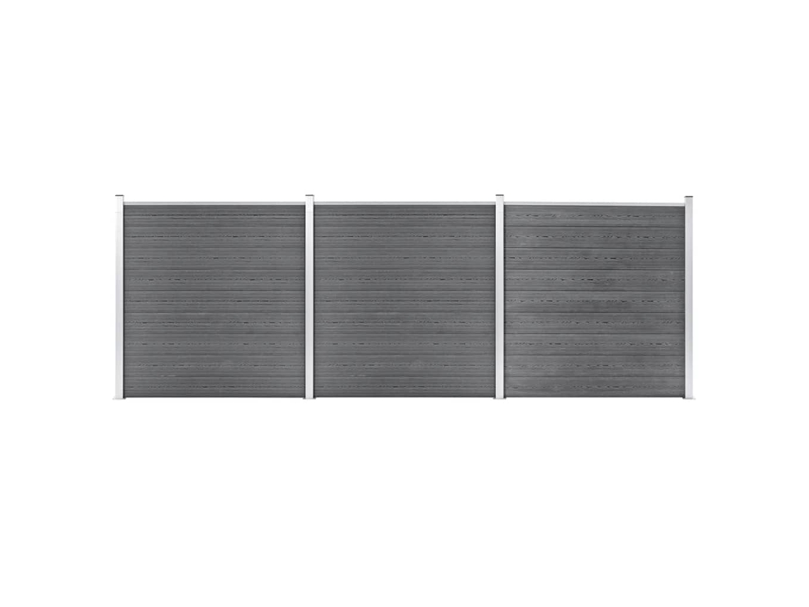 Panel de valla de jardín de 526 x 186 cm, WPC, gris, DKD, decoración del hogar