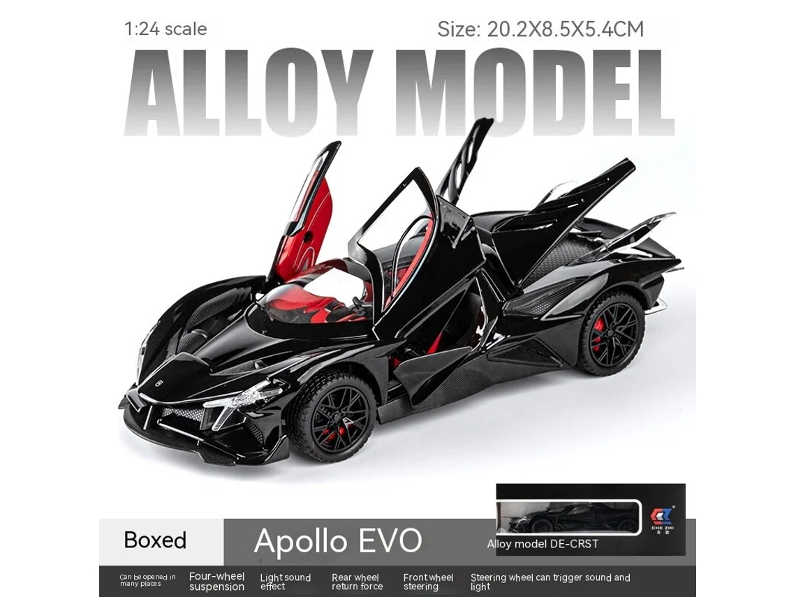 Miniatura de coche Apolo, Dios del Sol, escala 1:24, de metal troquelado. Mdug (negro)