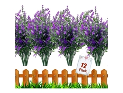 12 Paquetes De Flores Artificiales Uv Resistentes Para Jardín, Terraza Y Decoración Hogar (morado)