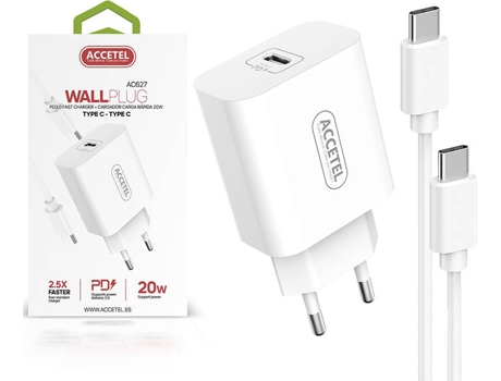 Kit Cargador para Samsung Galaxy S20 Ultra 5G ACCETEL AC627 (2.5A - Type C - Blanco)