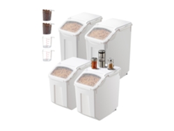 Contenedor hermético para alimentos Succebuy con ruedas de 15 L x 2 20 L x 2 para harina