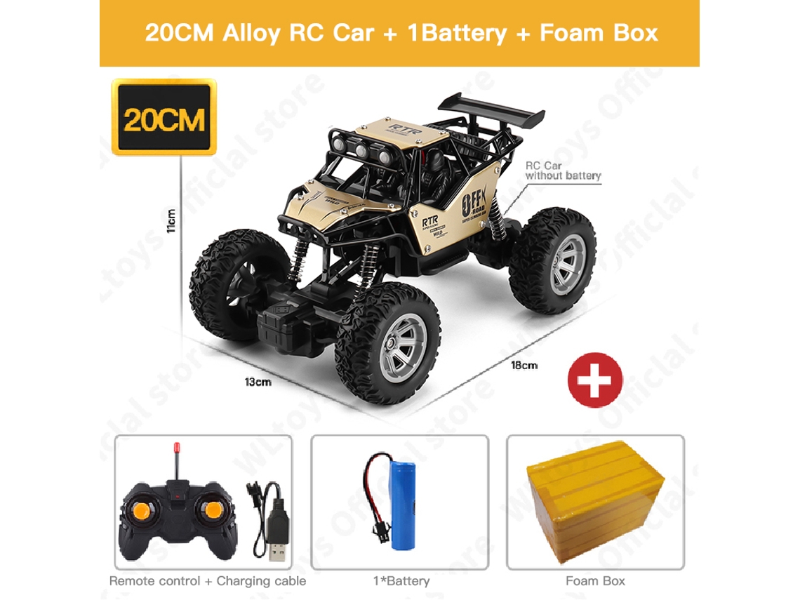 Coche RC 120 Drift con luces LED, control remoto de 2,4 g, buggy todoterreno, juguete infantil dorado Aeuzwr