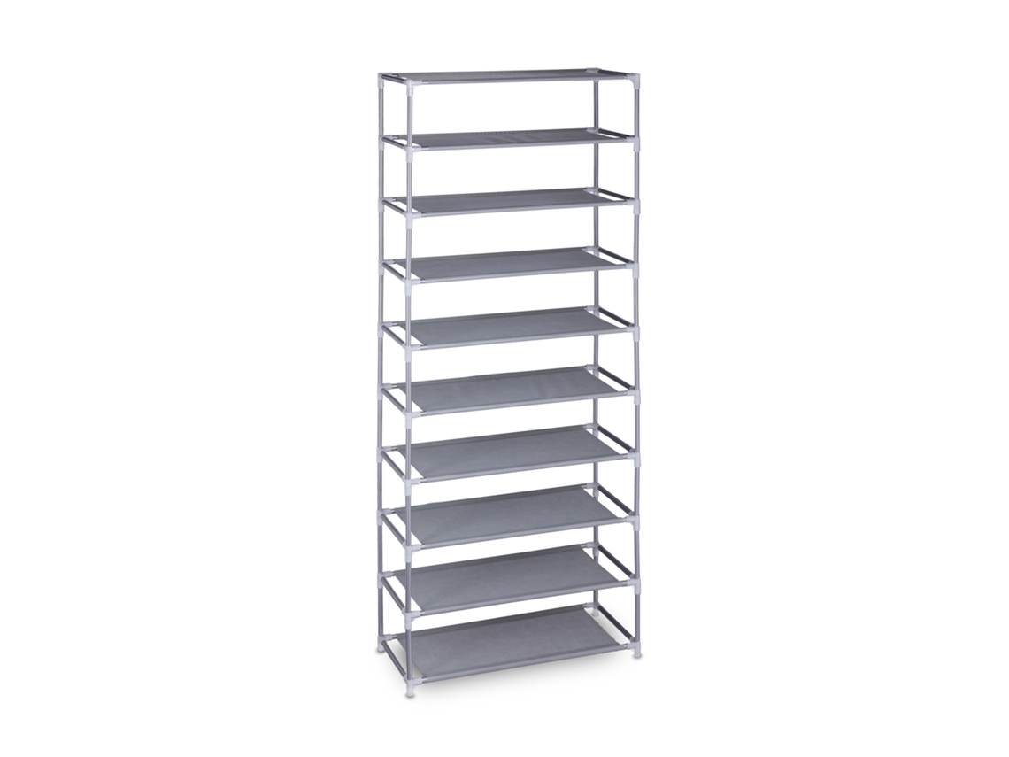 Zapatero Relaxdays con sistema de encaje, 10 niveles, capacidad para 30 pares de zapatos, alto, 150 x 62 x 28 cm (alto x ancho x profundidad), gris.