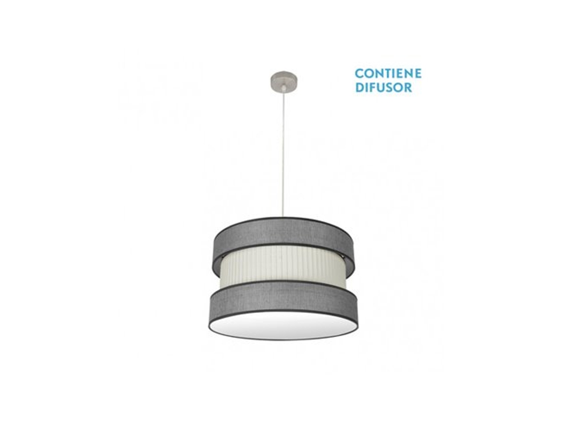 Lámpara colgante Home 2x27 níquel/gris beige Regx50x50 cm Fabrilamp