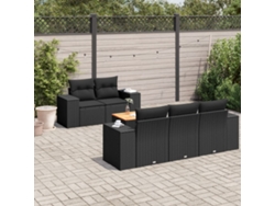 Conjunto de sofás de jardín de 6 piezas DKD Home Decor con cojines de mimbre negros