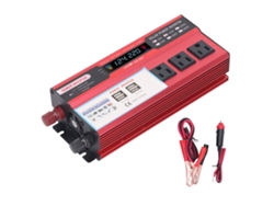 Inversor De Corriente Para Coche De 1500 W Con 3 Tomas De Corriente Alterna, 4 Puertos Usb Y Salida De Onda Sinusoidal Modificada.