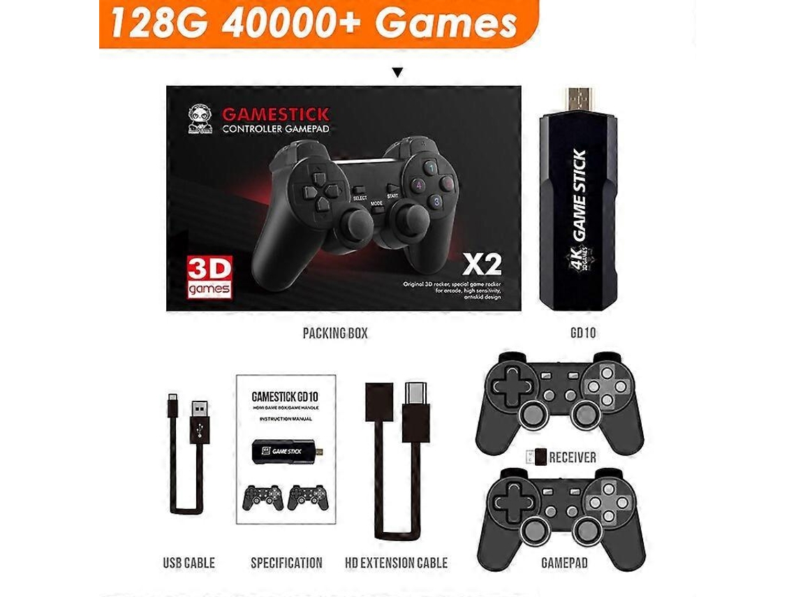 Consola De Juegos 4/2 Gamepad 4k Gd10 Game Stick Salida Hd Tv Game Stick 2.4g Consola De Videojuegos Portátil De Doble Asa Para Simuladores