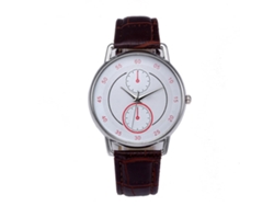 Reloj De Cuarzo Unisex Con Correa Ajustable, Diseño Simple Y Elegante, Display Rojo Y Correa Marrón