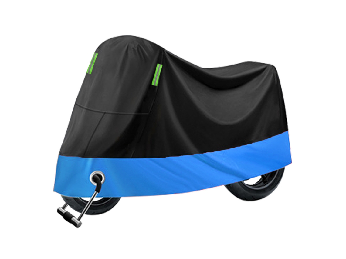 Funda Para Motocicleta Multifuncional Impermeable Y Resistente Al Viento Incluye 2 Tiras Reflectantes L/220x95x110cm Azul Gertiz