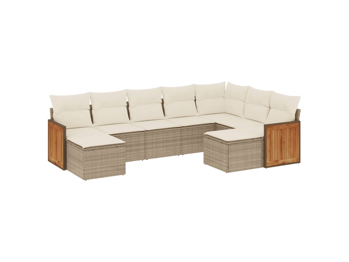 Maison Exclusive - Set De Sofás De Jardín 9 Pzas Con Cojines Ratán Sintético Beige