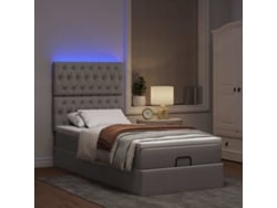 Maison Exclusive - Cama Otomana Con Colchón Y Luces Led Tela Gris Taupé 90x200 Cm