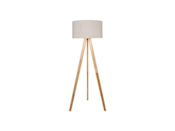 Lámpara de pie Edm E27 de madera y tela
