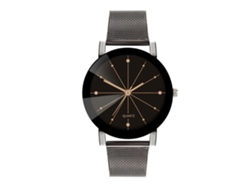 Reloj De Pulsera Unisex De Moda Con Correa De Malla Y Diamantes De Imitación - Negro Para Hombre