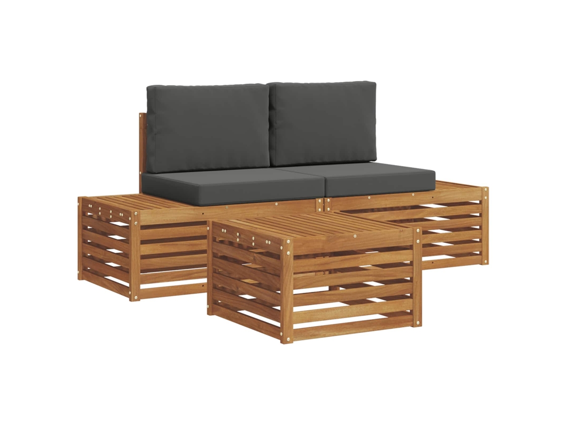 Maison Exclusive - Conjunto De Sofás De Exterior Con Cojín Natural Y Antracita
