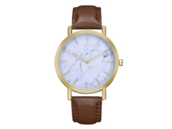 Reloj De Pareja Zhoulianfa Dial Marmoleado Cuero Pu Unisex De Cuarzo Café