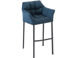 Taburete de bar en tejido de damasco con estructura de 4 patas azul/negro Clp